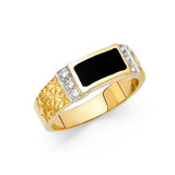 14K Yellow Gold Onyx Men's Ring