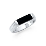 14K White Gold Onyx Men's Ring