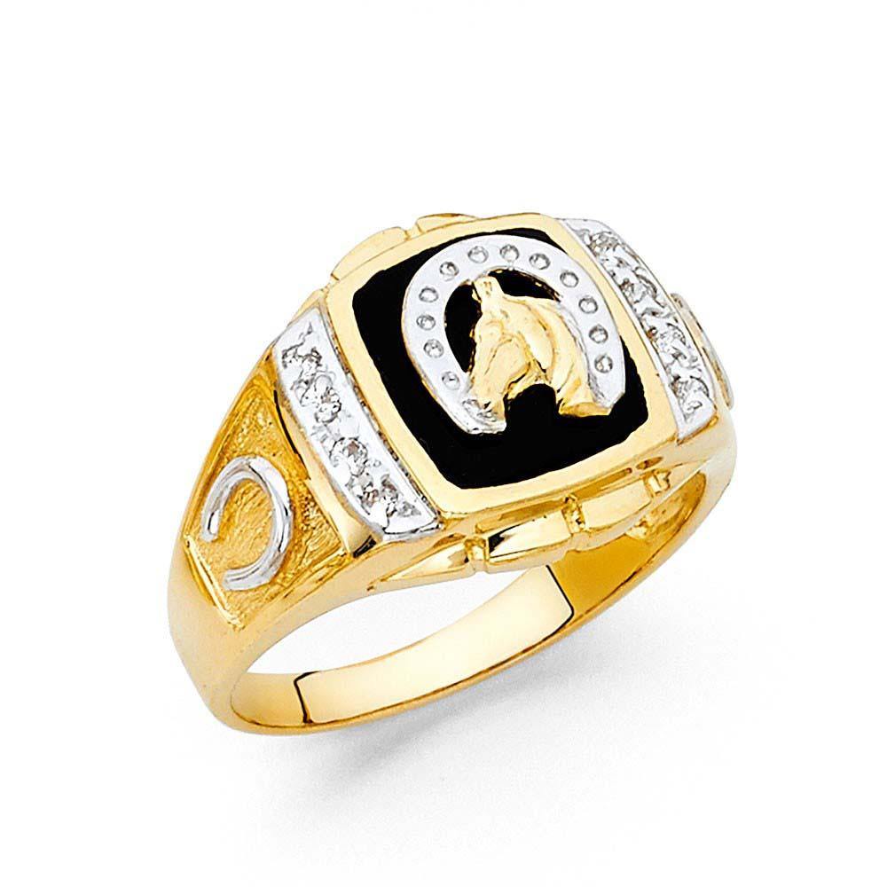 14K Yellow Gold Onyx Men's Ring - silverdepot