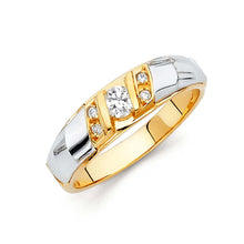 Load image into Gallery viewer, 14K Two Tone 6mm CZ Wedding Trio Mens Band Sets