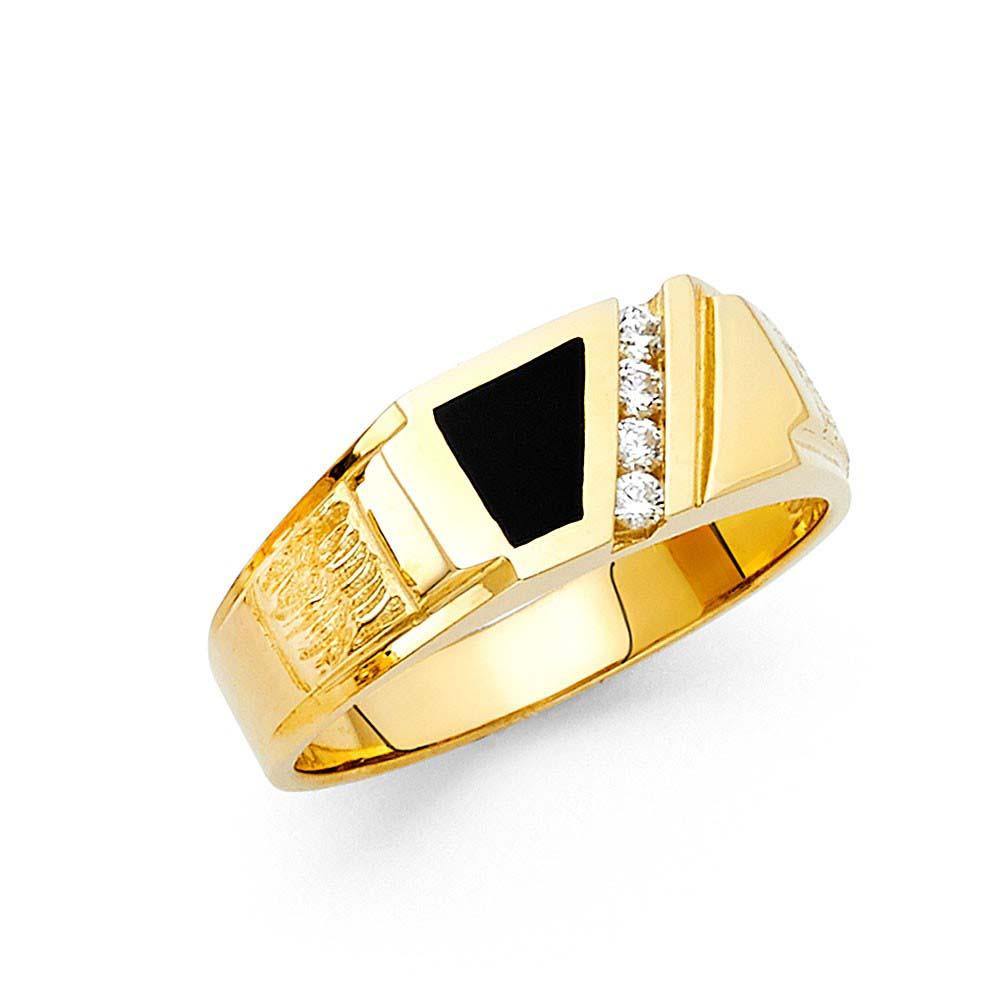 14K Yellow Gold Onyx Men's Ring - silverdepot