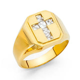 14K Yellow Gold CZ Men's Rings