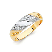 Load image into Gallery viewer, 14K Two Tone 6mm CZ Wedding Trio Mens Band Sets