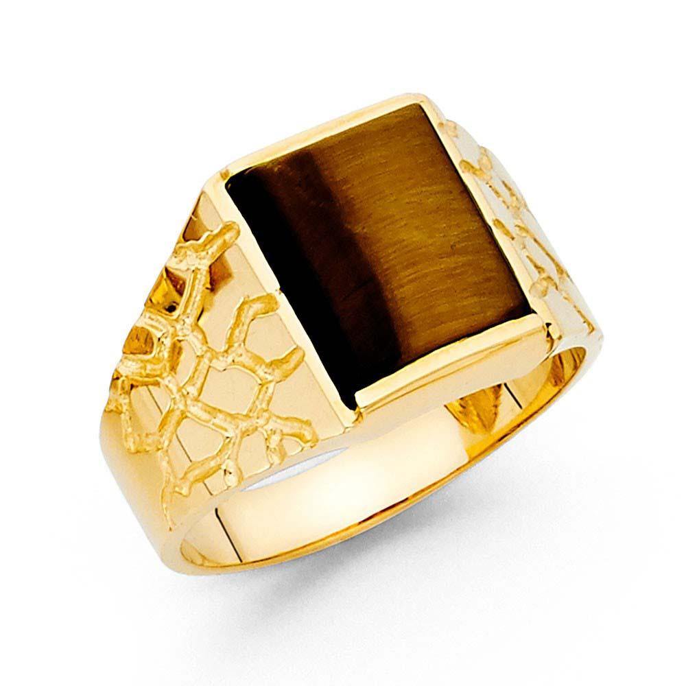 14K Yellow Gold Brown CZ Men's Ring - silverdepot