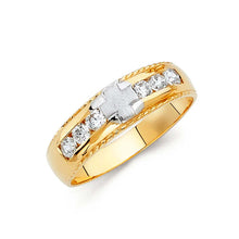 Load image into Gallery viewer, 14K Two Tone 6mm CZ Wedding Trio Mens Band Sets