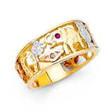 14K Yellow Gold Tri Coloured CZ Men's Ring