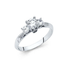 Load image into Gallery viewer, 14K White Gold Polished Clear CZ Engagement Ring