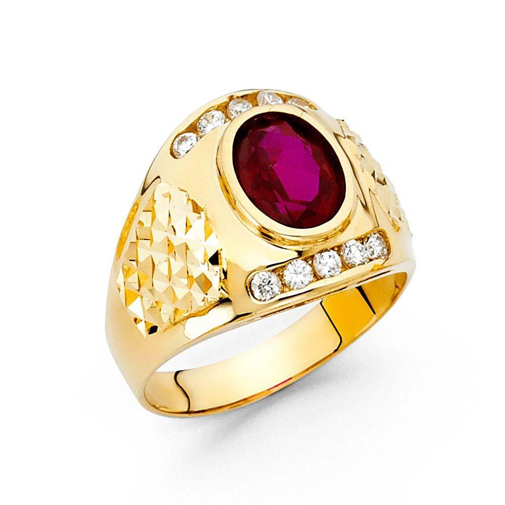 14K Yellow Gold CZ Men's Ring - silverdepot