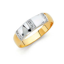Load image into Gallery viewer, 14K Two Tone 6mm CZ Wedding Trio Mens Band Sets