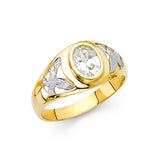 14K Two Tone CZ Men's Ring