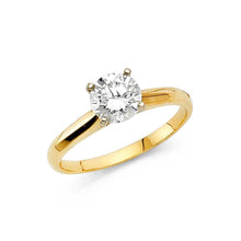 Load image into Gallery viewer, 14K Yellow Gold Polished Clear CZ Engagement Ring - silverdepot