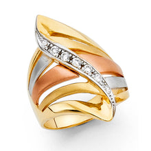 Load image into Gallery viewer, 14K Tricolor CZ FANCY Ring 8grams
