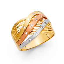 Load image into Gallery viewer, 14K Tricolor CZ FANCY Ring 7.6grams
