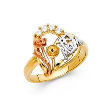 Load image into Gallery viewer, 14K Tricolor CZ MOTHERS Ring 3.7grams