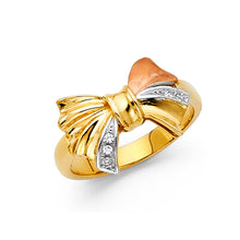 Load image into Gallery viewer, 14K Tricolor CZ RIBBON Ring 3.8grams