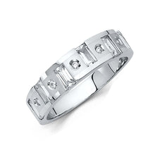 Load image into Gallery viewer, 14K White Gold 6mm CZ Wedding Trio Mens Band Sets