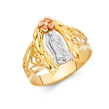 Load image into Gallery viewer, 14K Tri Color 15mm Our Lady of Guadalupe Ring - silverdepot