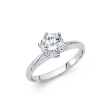 Load image into Gallery viewer, 14K White Gold Polished Clear CZ Engagement Ring - silverdepot