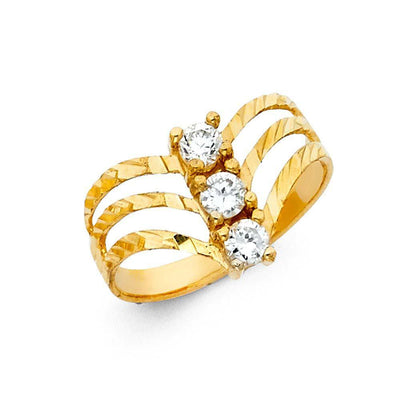 14K Yellow Gold CZ Rings and Mother Semanario Ring - silverdepot