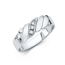 Load image into Gallery viewer, 14K White Gold 6mm CZ Wedding Trio Mens Band Sets