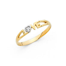Load image into Gallery viewer, 14K Two Tone 3mm Clear CZ Assorted I Love You Ring - silverdepot