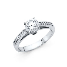 Load image into Gallery viewer, 14K White Gold 2.5mm Round CZ Engagement Ring