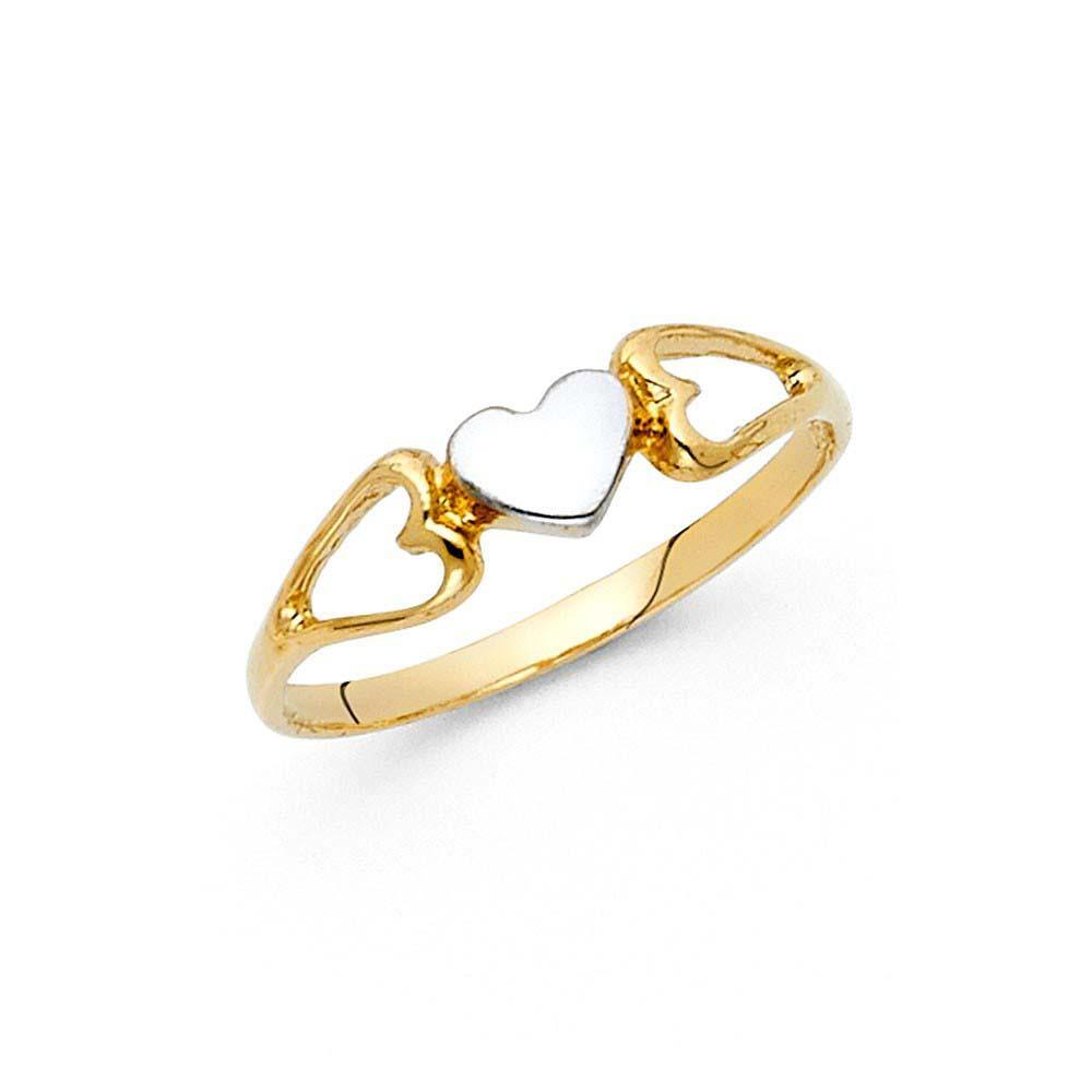14K Two Tone 5mm Assorted Fancy Heart Ring - silverdepot