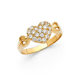 14K Yellow Gold 9mm Clear CZ Fancy Heart Ring