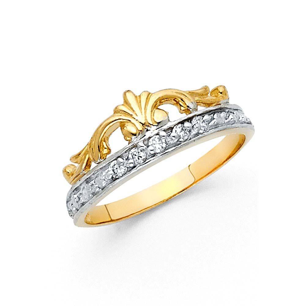 14K Two Tone 8mm Assorted Fancy Heart Ring - silverdepot