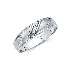 Load image into Gallery viewer, 14K White Gold 6mm CZ Wedding Trio Mens Band Sets