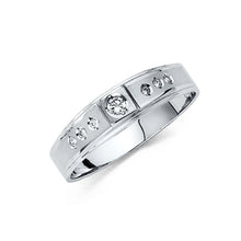 Load image into Gallery viewer, 14K White Gold 4mm CZ Wedding Trio Mens Band Sets