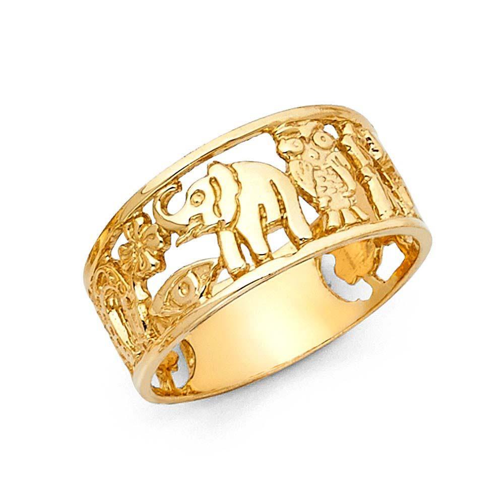 14K Yellow Gold 10mm Lucky Ring - silverdepot