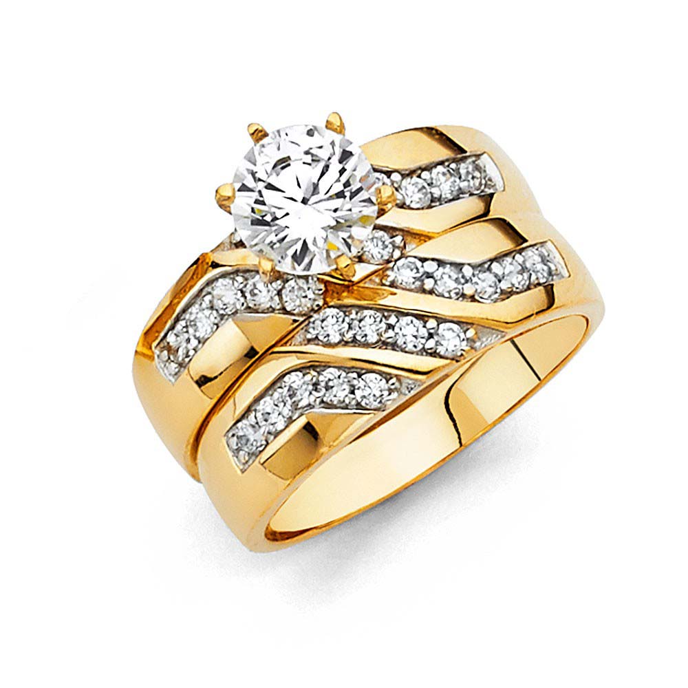 14K Yellow Gold Round 5mm CZ Ladies Wedding Band