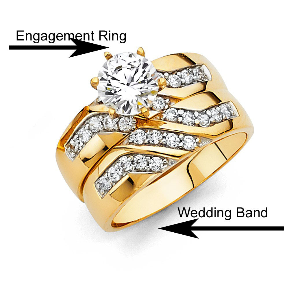 14K Yellow Gold Round 5mm CZ Ladies Wedding Band