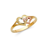 14K Two Tone 7mm Fancy Heart Ring