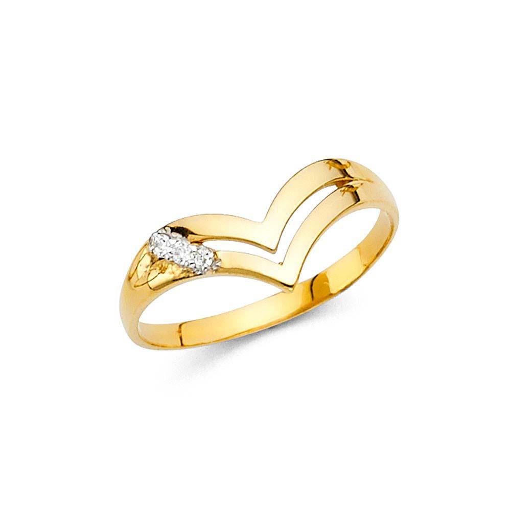14K Yellow Gold 8mm Clear CZ Fancy Ring - silverdepot