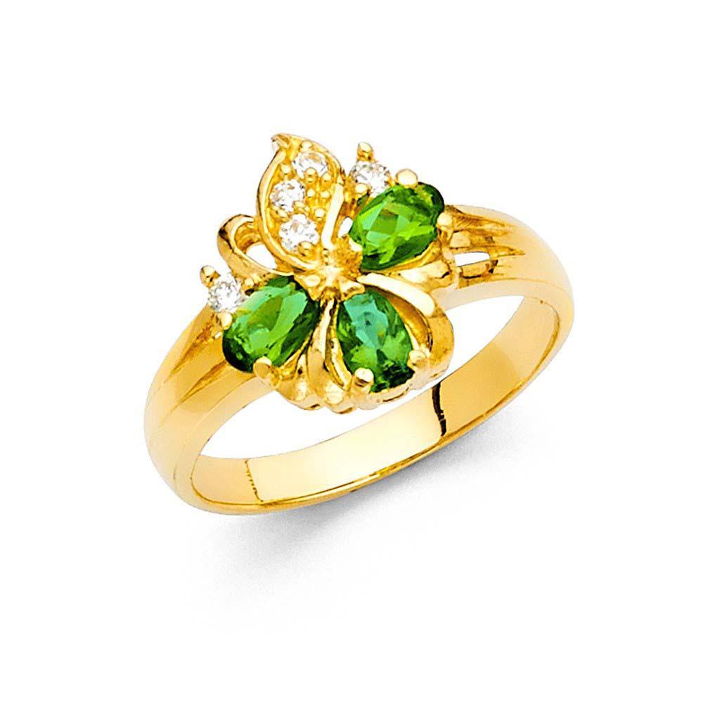 14K Yellow Gold CZ Rings and Mother Semanario Ring - silverdepot