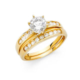 14K Yellow Gold Round 3mm CZ Ladies Wedding Ring--Wedding Band and Engagement Ring are sold separately