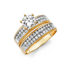 Load image into Gallery viewer, 14K Two Tone Gold Round 4mm CZ Ladies Wedding Band