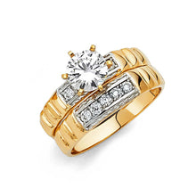 Load image into Gallery viewer, 14K Two Tone Gold Round 3mm CZ Ladies Wedding Band