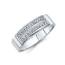 Load image into Gallery viewer, 14K White Gold Round 6mm CZ Men&#39;s Band