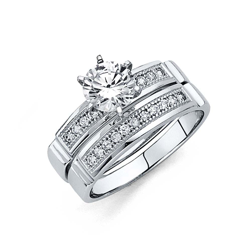 14K White Gold Round 3mm CZ Engagement Ring