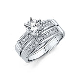 14K White Gold Round 3mm CZ Engagement Ring