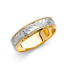 Load image into Gallery viewer, 14K Two Tone Gold 5mm Fancy Men&#39;s Wedding Band