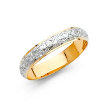Load image into Gallery viewer, 14K Two Tone Gold 4mm Fancy Men&#39;s Wedding Band