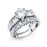 14K White Gold 4mm Clear CZ Ladies Wedding Band