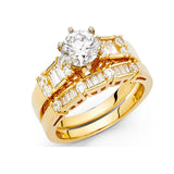 14K Yellow Gold Round CZ Ladies Wedding Band