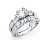 14K White Gold Round CZ Ladies Wedding Band