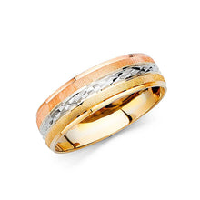 Load image into Gallery viewer, 14K Tri Color Gold 6mm Men&#39;s Wedding Band