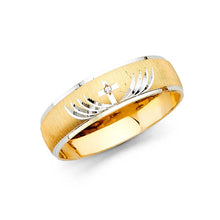 Load image into Gallery viewer, 14k Two Tone Gold 6mm Men&#39;s CZ Wedding Band